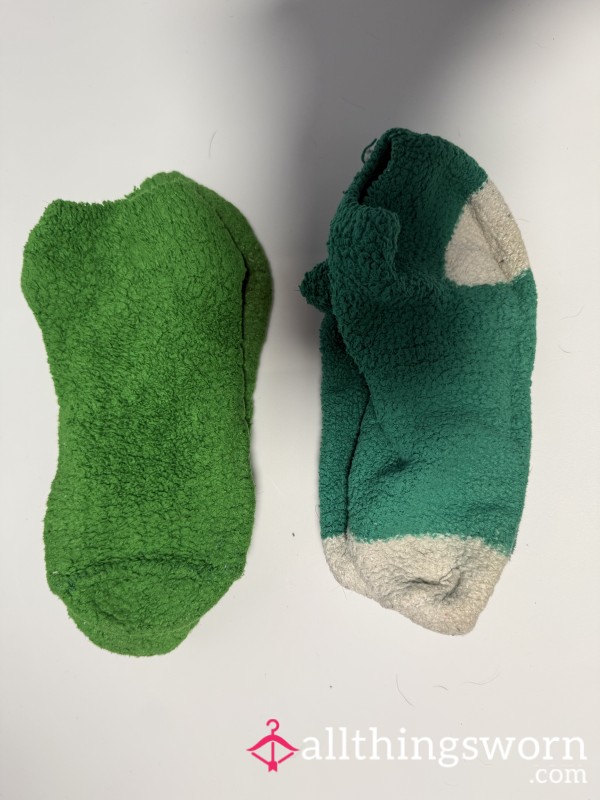 Green Fuzzy Ankle Socks