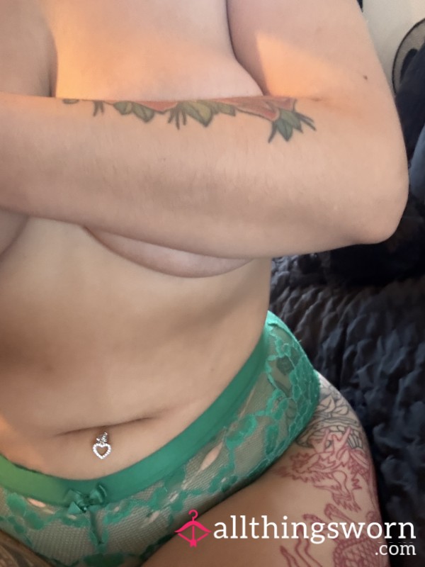 💚 Green Lace Panties – Soft, Worn-In, Loved 🌿