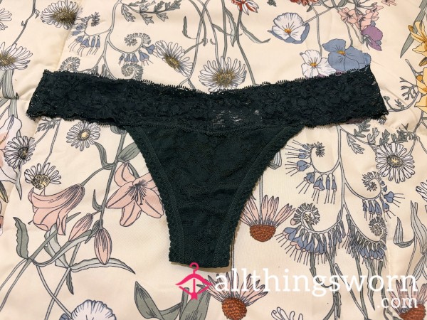 Dark Green Lace Thong
