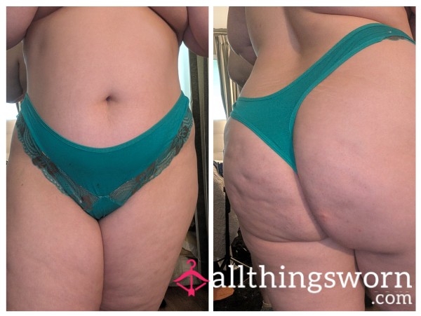 Teal And Metallic-Lace Thong