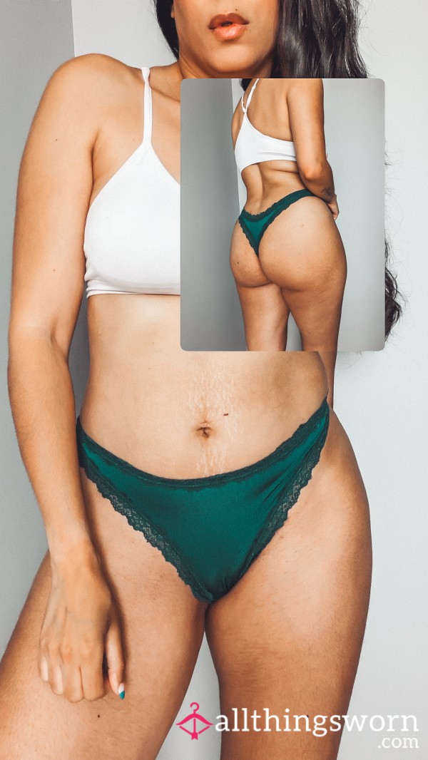 Green Lace Trim Thong