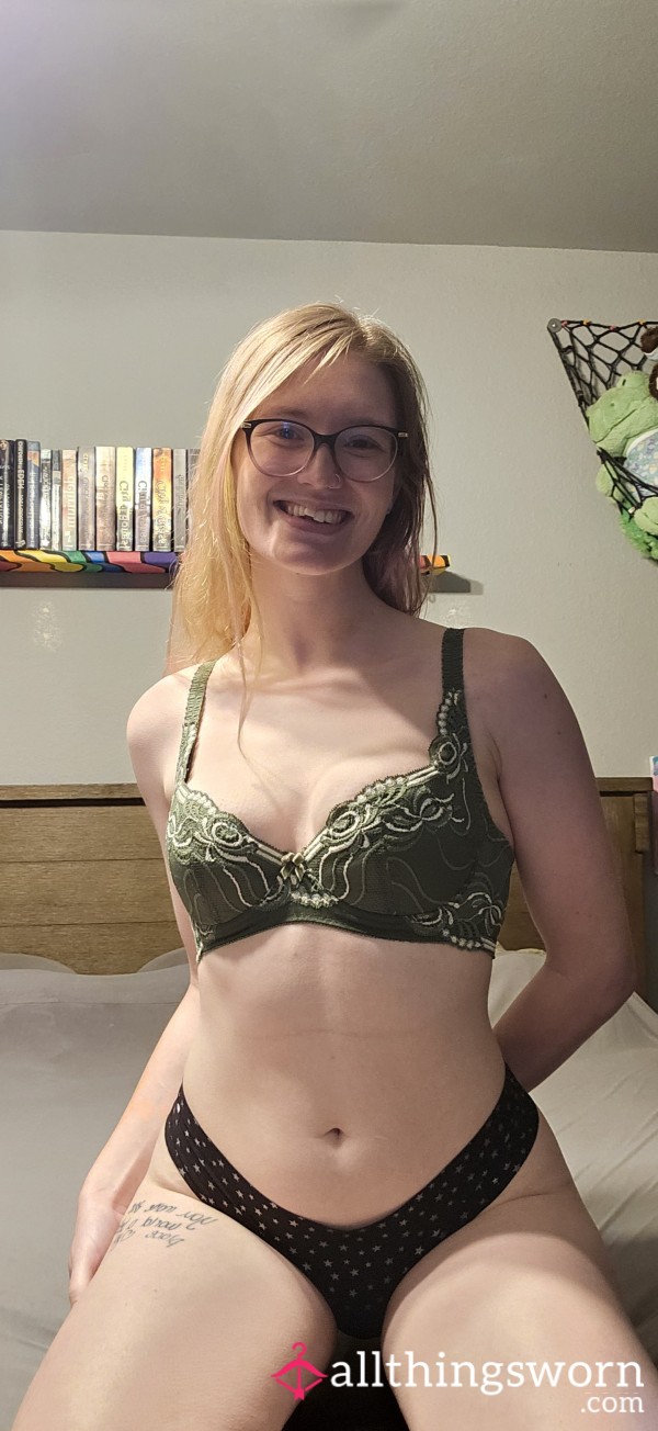 Green Lacy Push Up Bra