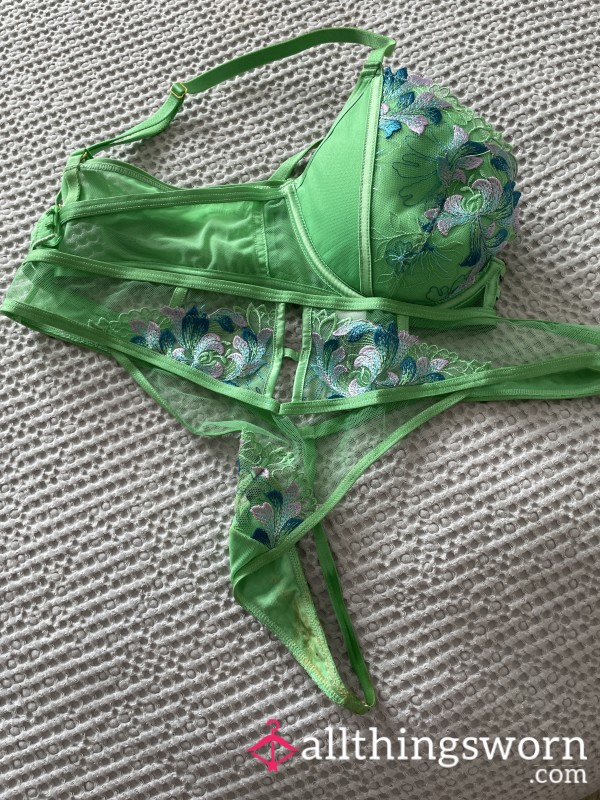 Green Lacy Thong Set