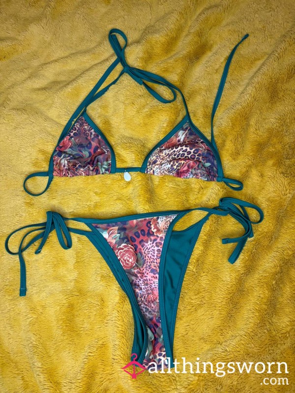 Green & Leopard Print Bikini Set 💚🐆✨
