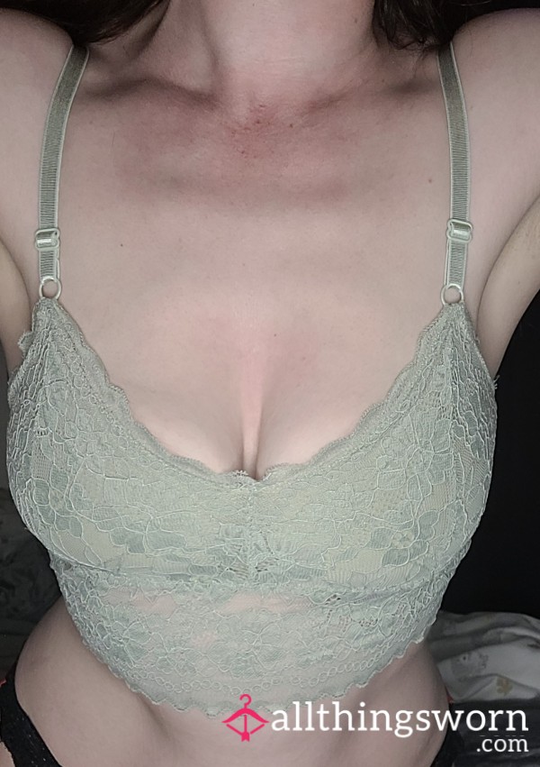 Green - Longline Lace Bralette - Size Small