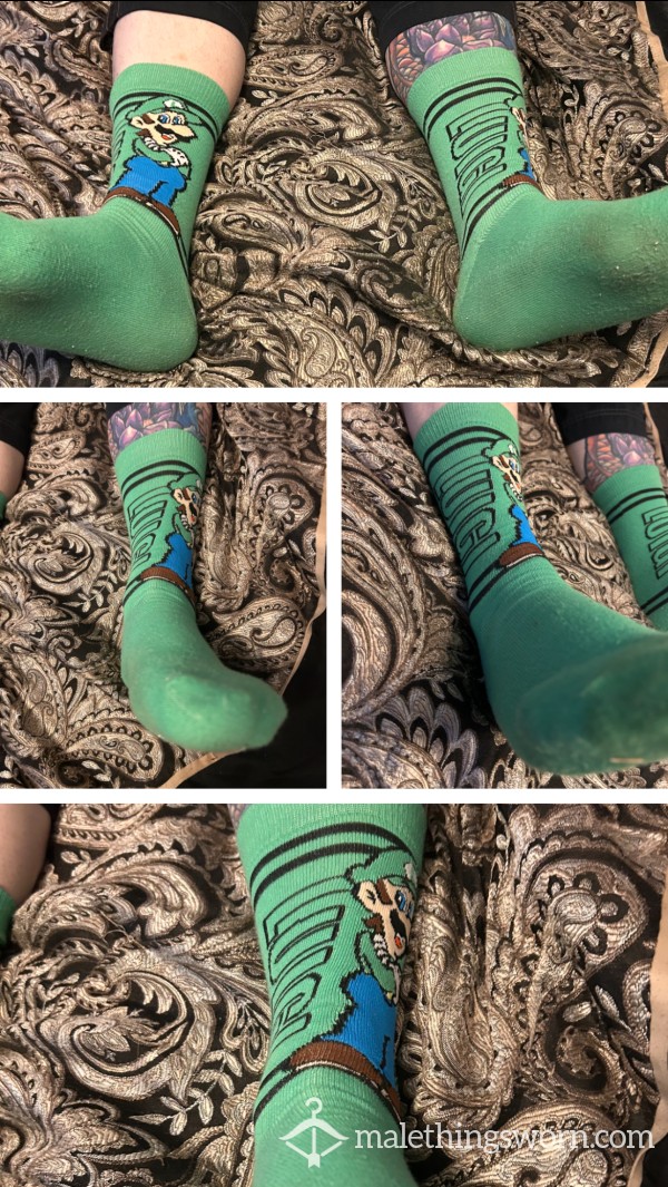 Green Luigi Socks - Size 13 US Feet