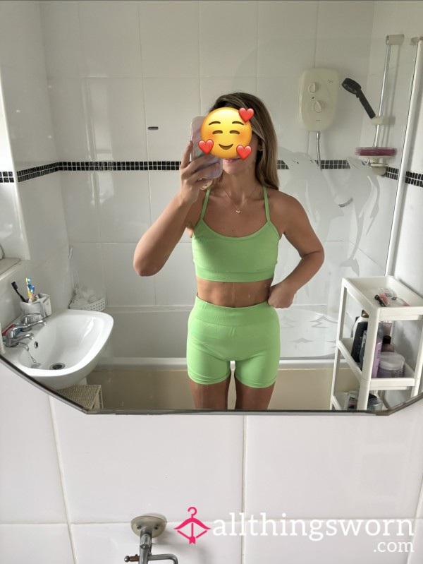 Green Montirex Shorts. Worn To Run 5k. No Panties Worn