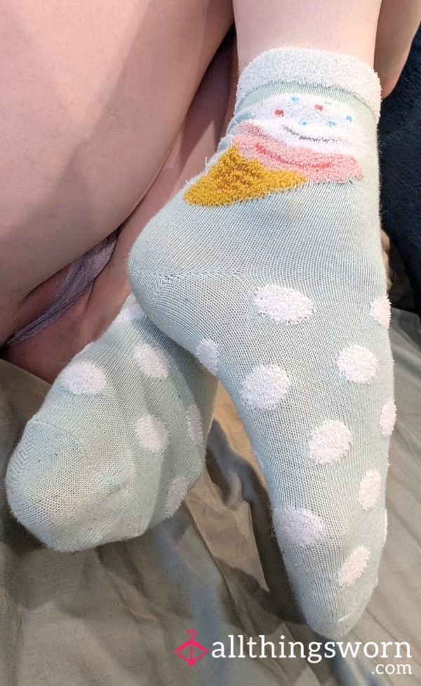 Green Polkadot Ice Cream Socks