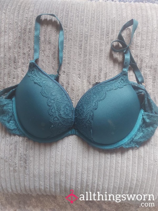 Green Satin And Lace Bra 💋