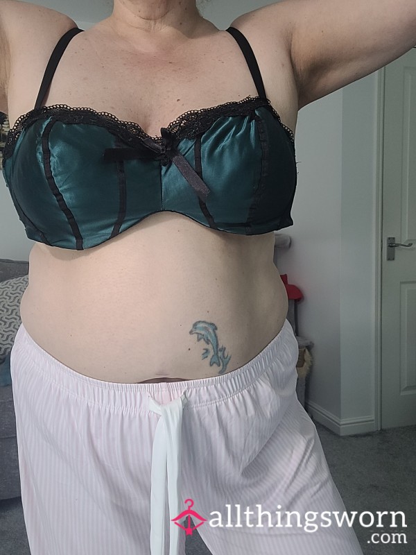 Green Satin Bra