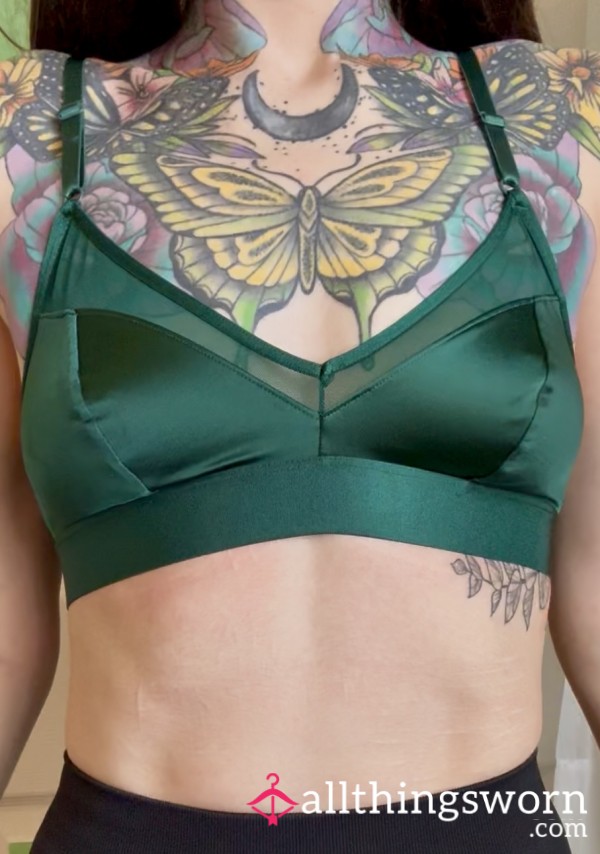 Green Satin Bra