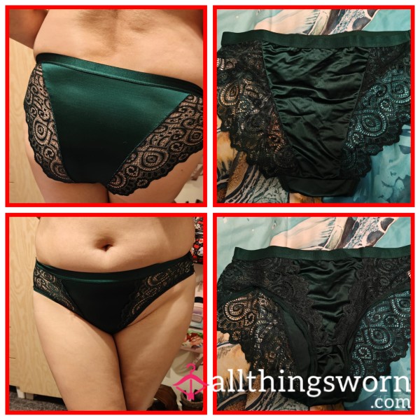 Green Satin / Lace Knickers
