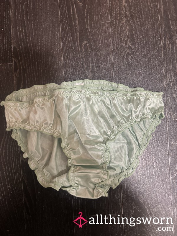 Green Satin/silk Fullback Briefs / Panties (24hr Wear)