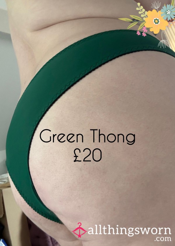 Green Satiny Thong