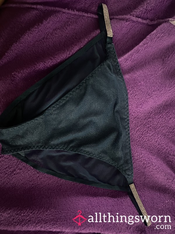 Green Shimmery Tanga Panties (Diamonte Strap)