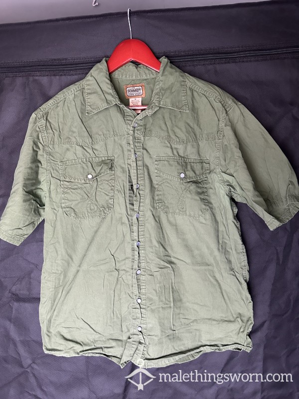 Green Short Sleeve Work Wear Bu*ton Up