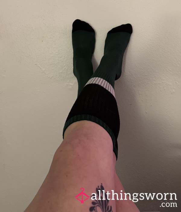 Green Slytherin Socks, Worn All Day