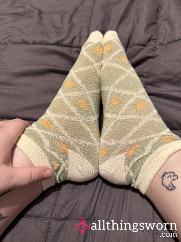 Green Socks With Yellow Hearts