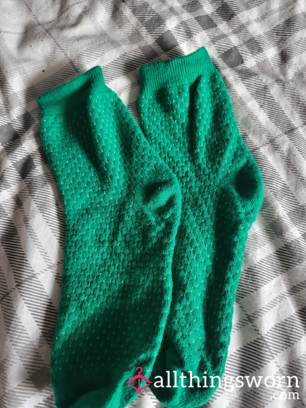 Green Sparkly Ankle Socks