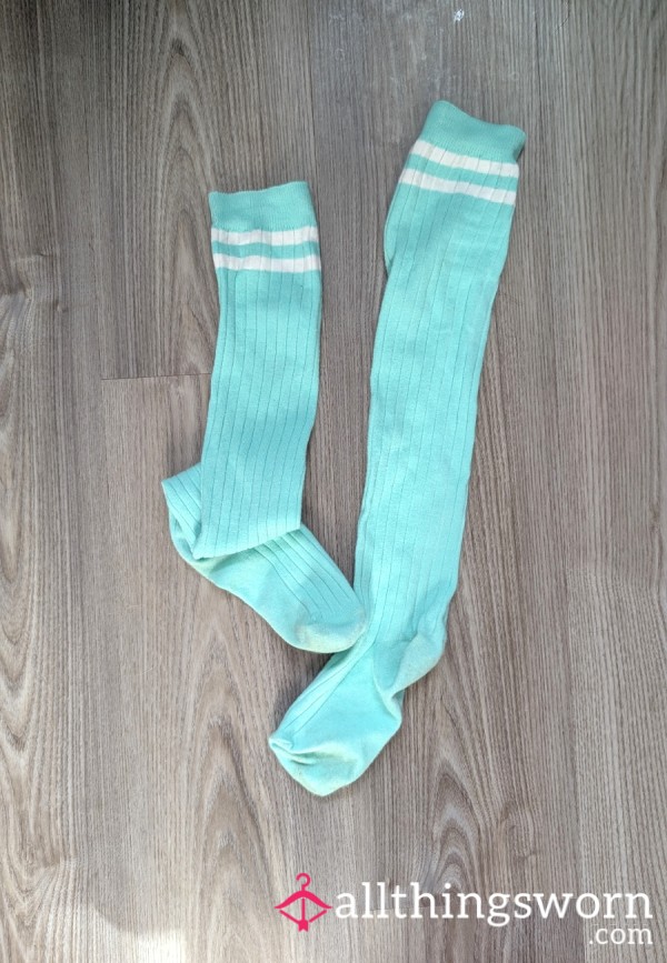 Green Sporty Thigh High Socks