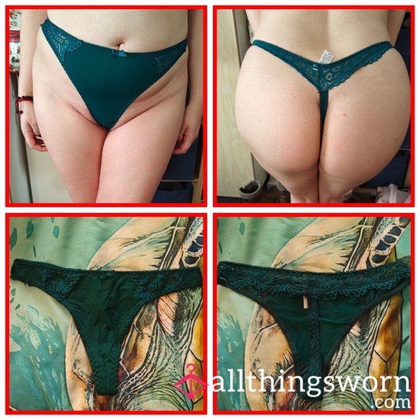 Green Stain Lace Thong