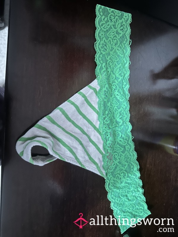 Green Striped With Lace