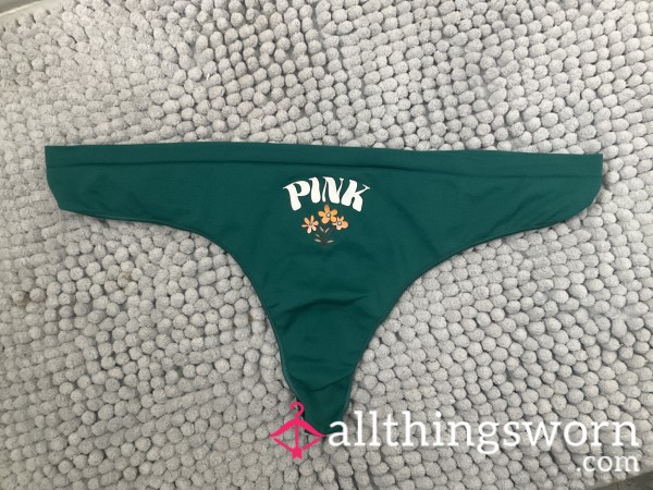 Green Thong With Creamy Discharged
