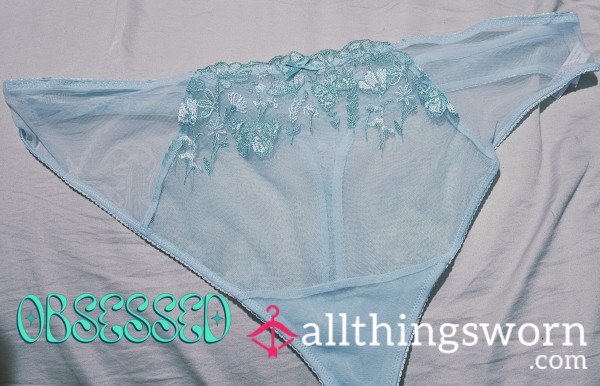 Green Thong With Lace Bu*terflies And Flowers 3daywear/2proofpics/and Shipping Included!