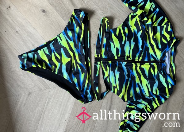 🐅Green Tiger-Print Bikini L Worn Every Weekend