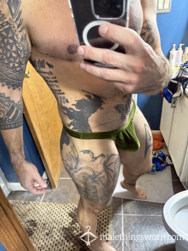 Green Velvet Thong
