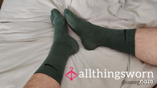 My Dirty, Smelly, Well-Worn, Green Nike Socks With Small Holes
