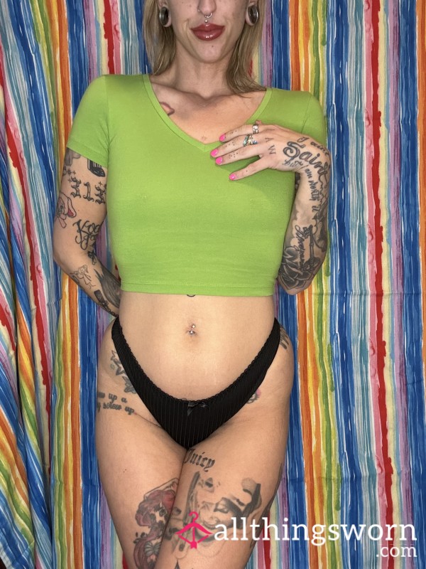 Green, XS, V-Neck, Cotton Crop Top 🍀