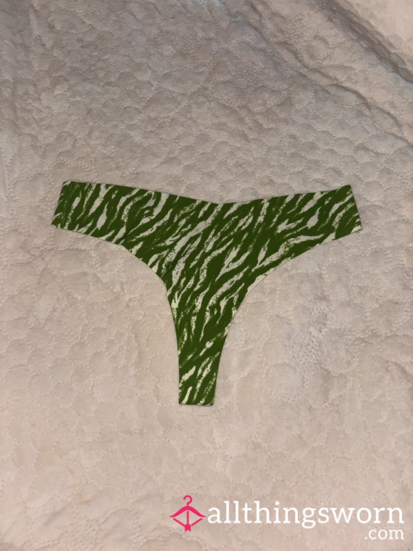 Green Zebra Print Seamless Thong