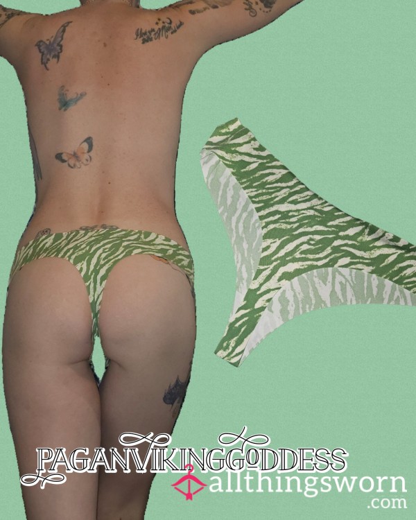 Green Zebra Stripe Thong/gstring