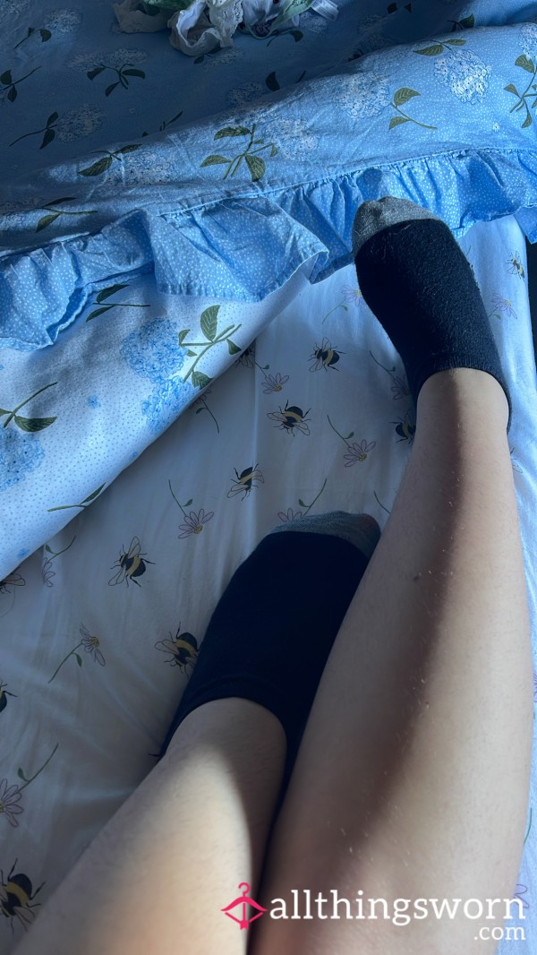 Grey And Black Ankle Socks