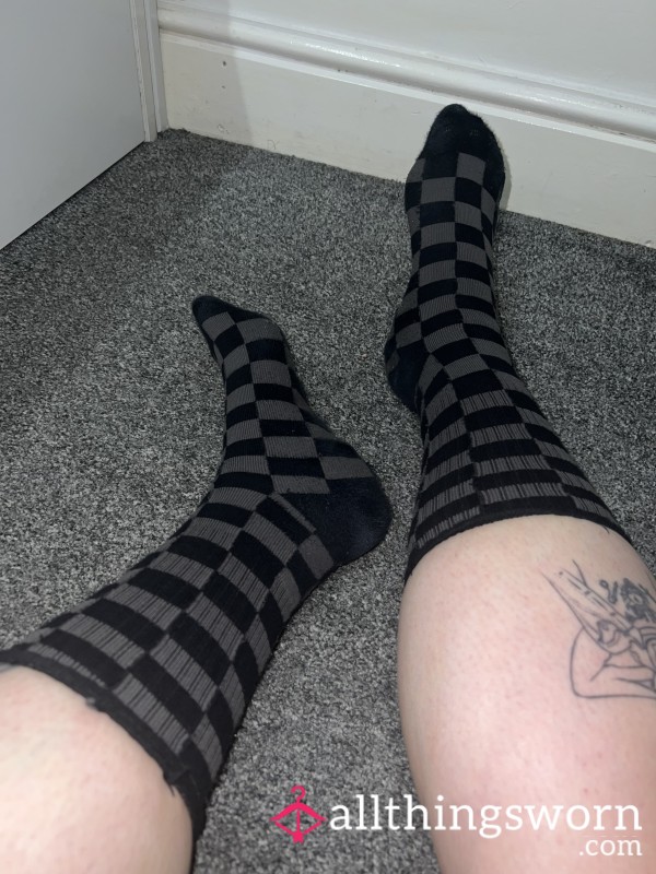 Grey And Black Checkered Vans Socks