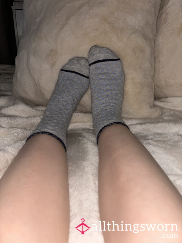 Grey And Blue Polkadot Socks