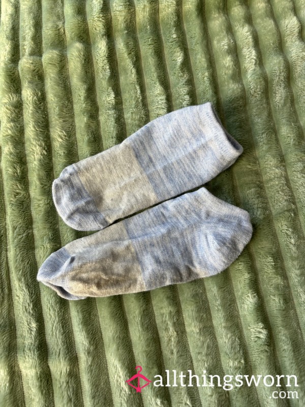Grey And Blue Ankle Socks