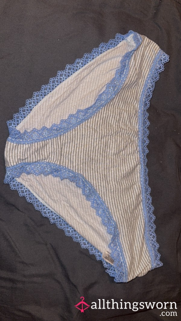 Grey And Blue Striped Bikini