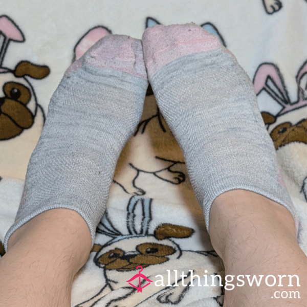 Grey And Pink Athletic Socks
