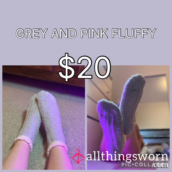GREY AND PINK FLUFFY