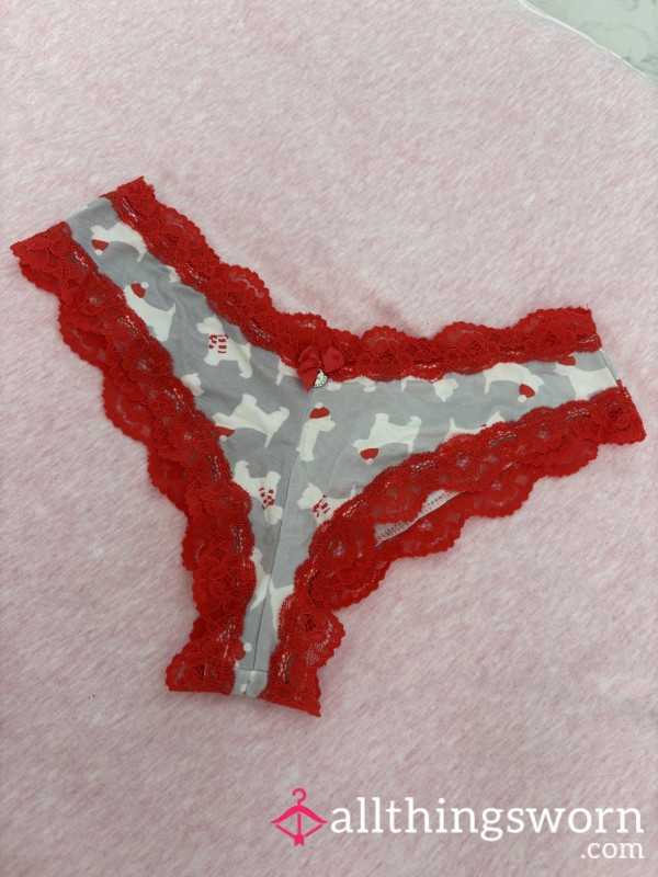 Grey And Red Cotton And Lacey Christmas Boux Avenue Panties