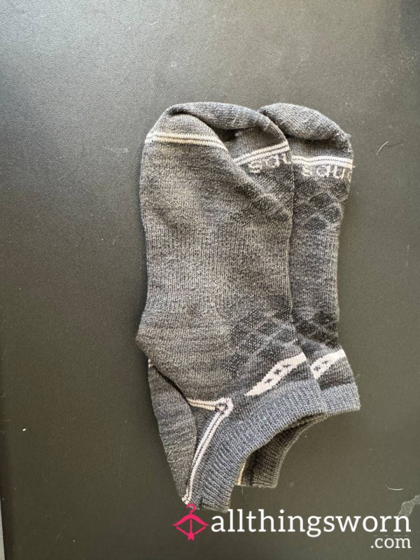 Grey And White Cotton Ankle Socks