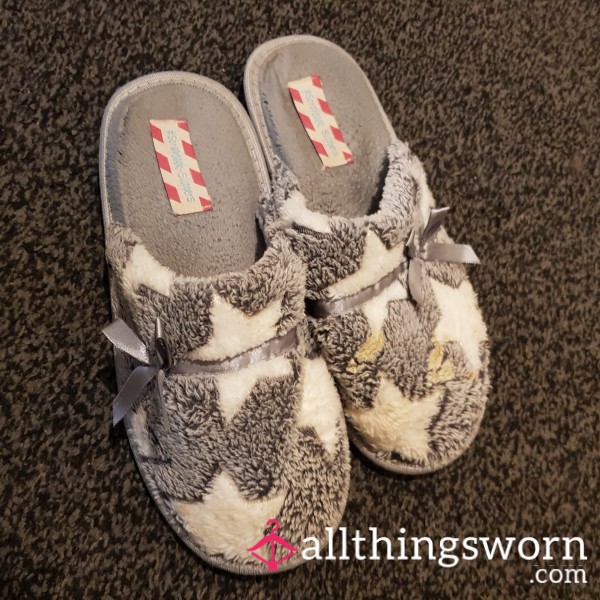 Grey And White Slippers