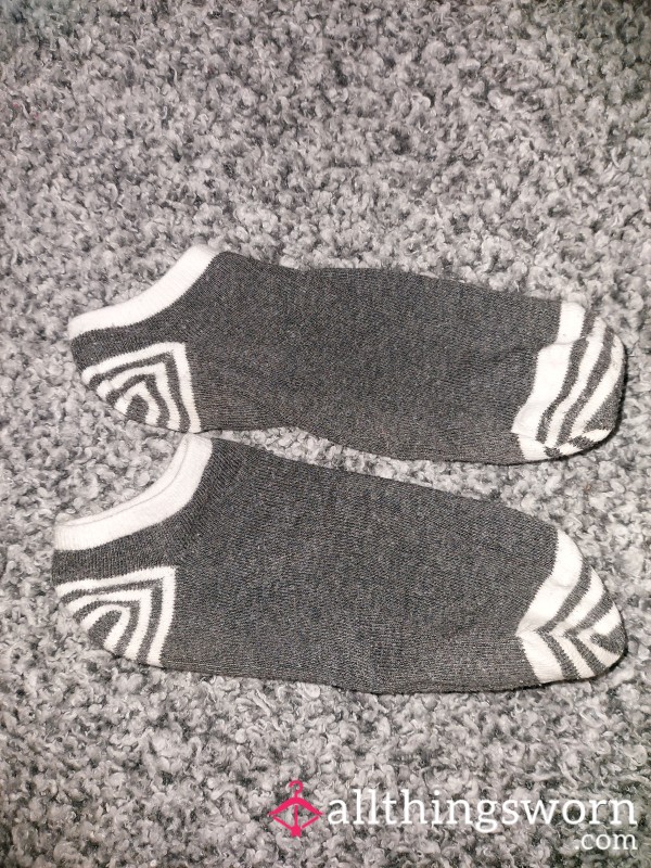 Grey And White Trainer Socks