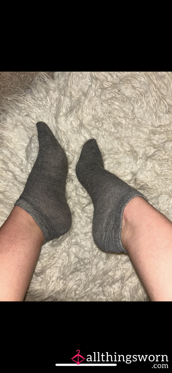 Grey Ankle Socks - You Choose How Long You’d Like Me To Wear Them For You <3