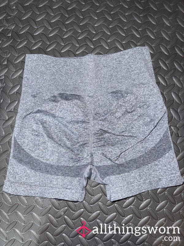 Grey Biker Shorts With Hole In Crotch 🩶