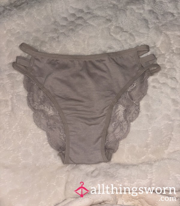 Grey Bikini Panties With A Lace Back
