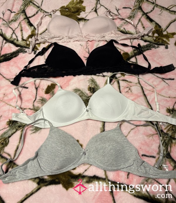 Grey Black White Or Pink Soft Cute Girly Bras 34c Worn By Me