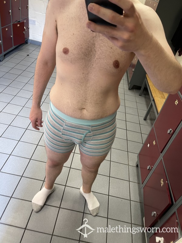 Grey - Blue Stripe Trunks